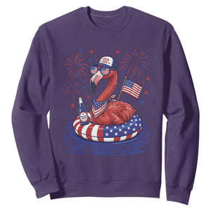 Flamingo 4Th Of July Patriotic USA American Flag Sweatshirt TS14 Purple Print Your Wear