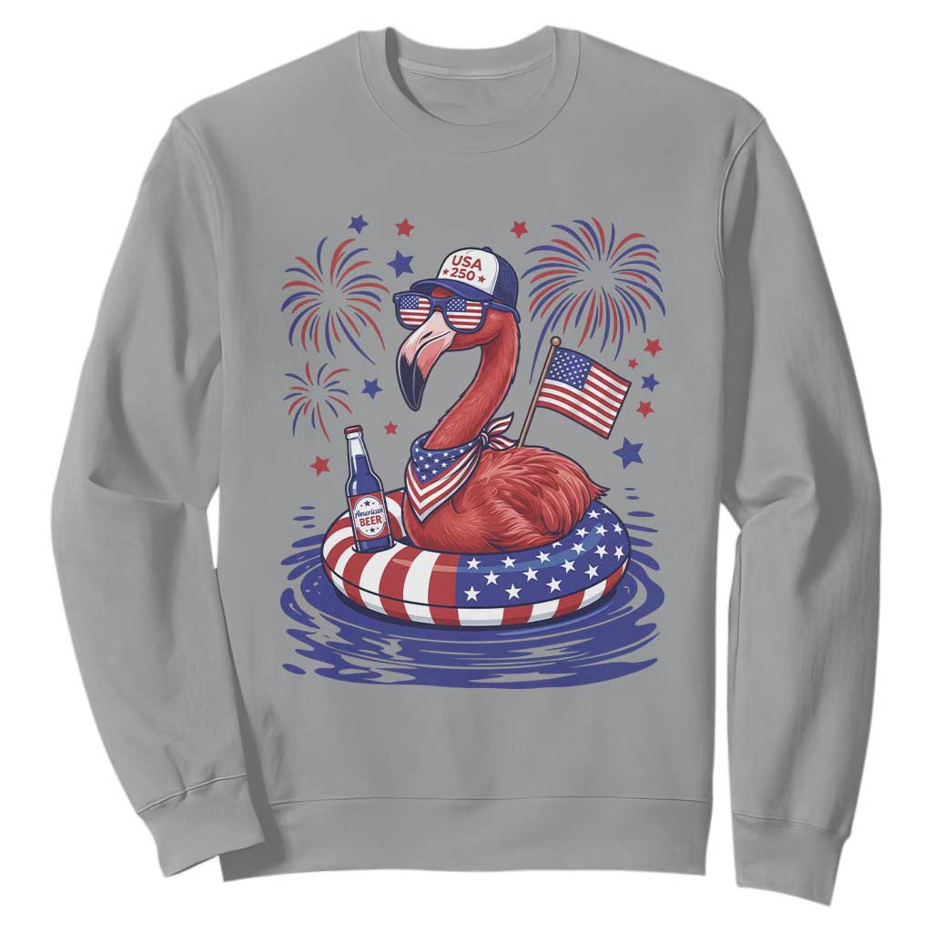 Flamingo 4Th Of July Patriotic USA American Flag Sweatshirt TS14 Sport Gray Print Your Wear