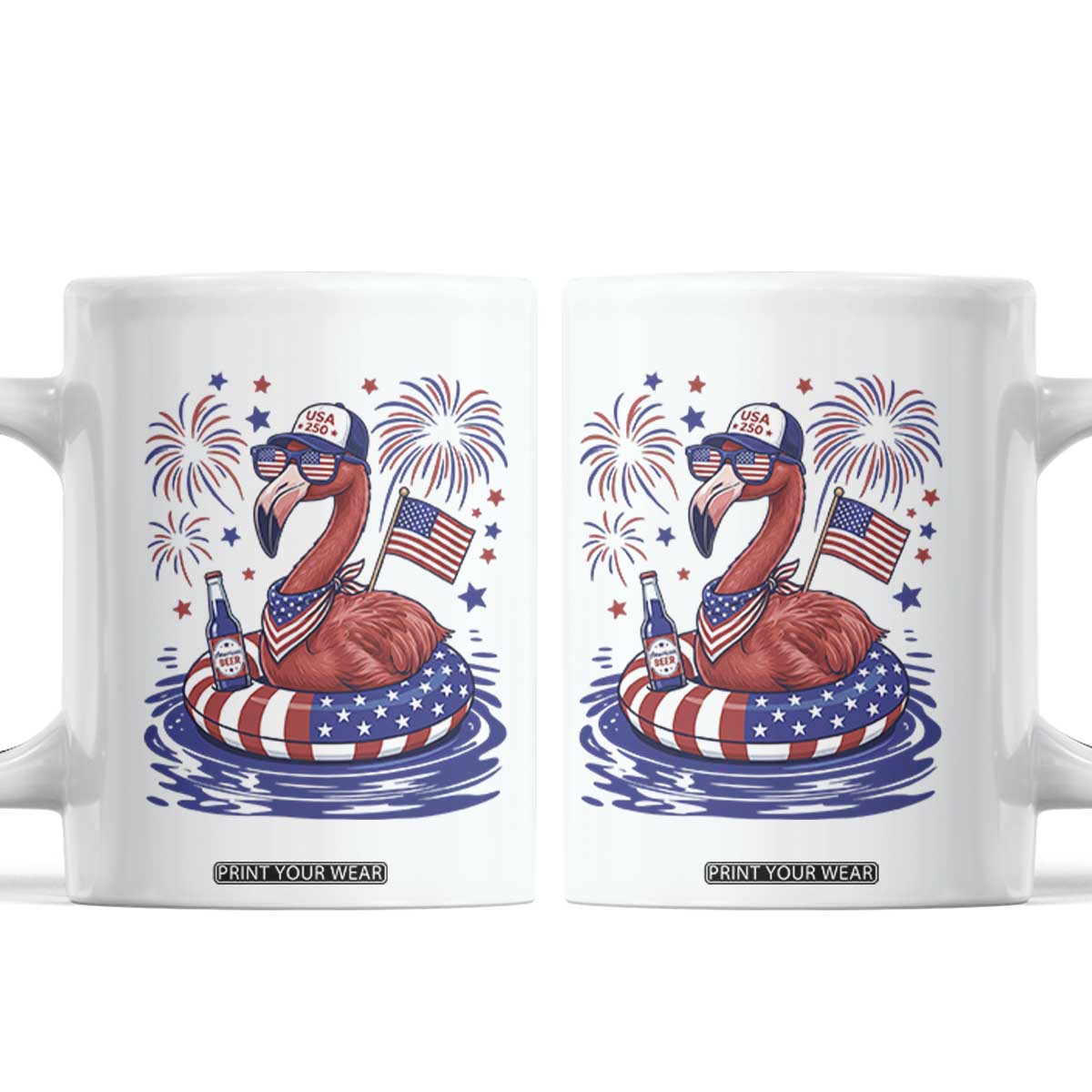 Flamingo 4Th Of July Patriotic USA American Flag Coffee Mug TS14 White Print Your Wear