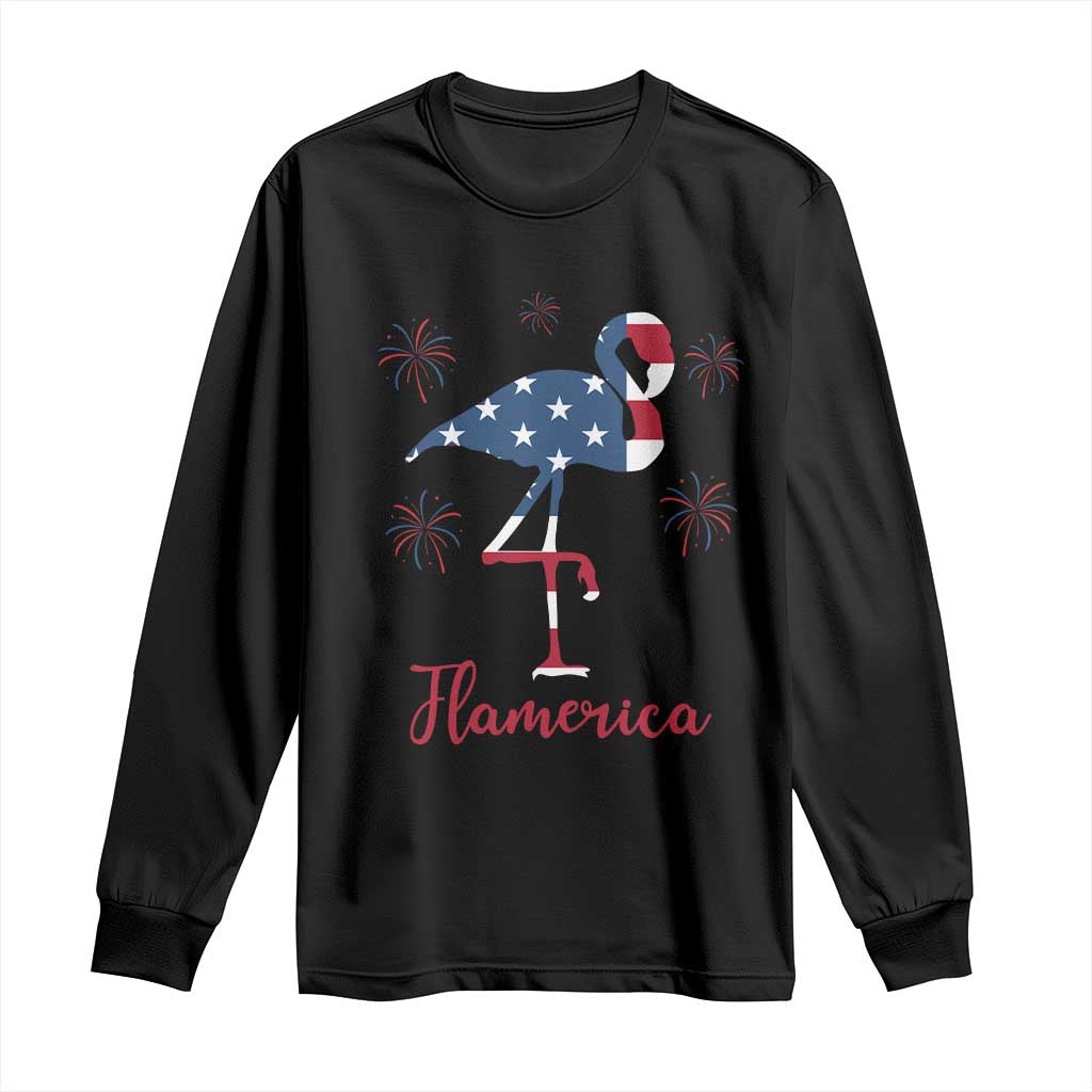 Flamingo 4Th Of July Patriotic USA Independence Flamerica Long Sleeve Shirt TS14 Black Print Your Wear