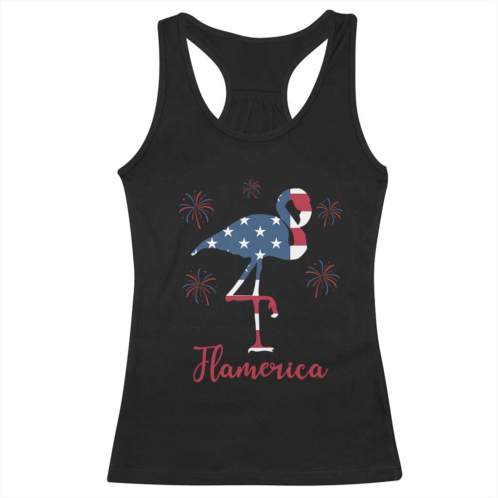 Flamingo 4Th Of July Patriotic USA Independence Flamerica Racerback Tank Top TS14 Black Print Your Wear