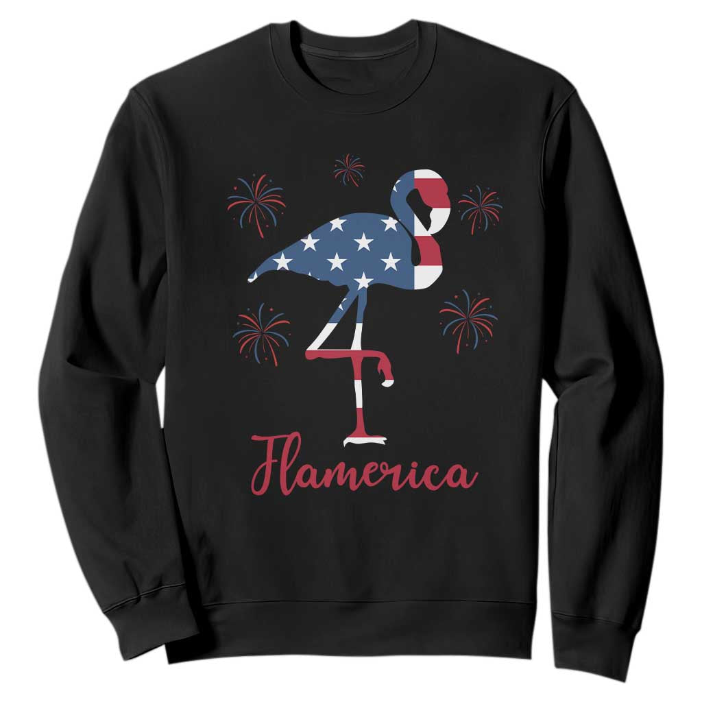 Flamingo 4Th Of July Patriotic USA Independence Flamerica Sweatshirt TS14 Black Print Your Wear