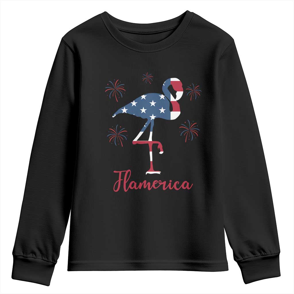 Flamingo 4Th Of July Patriotic USA Independence Flamerica Youth Sweatshirt TS14 Black Print Your Wear