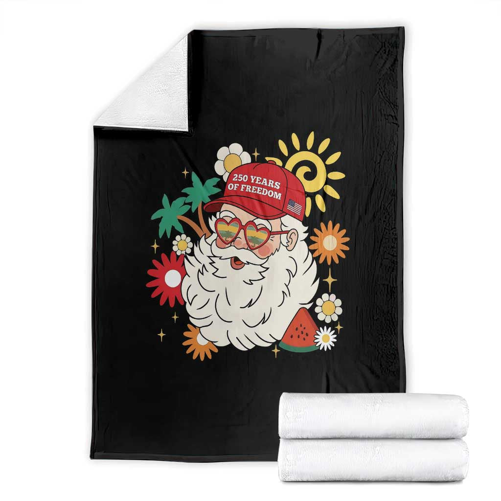 USA 250th Anniversary Santa Christmas In July Throw Blanket TS14 Black Print Your Wear
