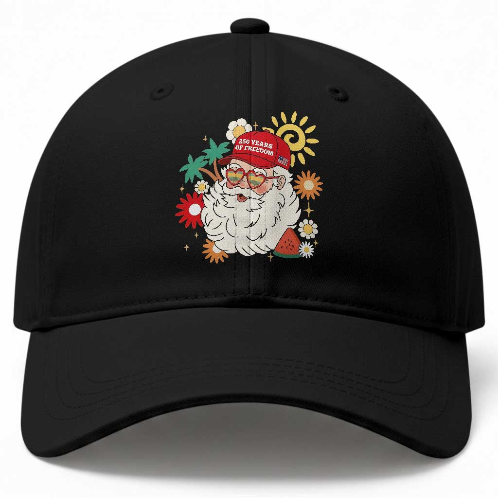USA 250th Anniversary Santa Christmas In July Baseball Cap TS14 Print Your Wear
