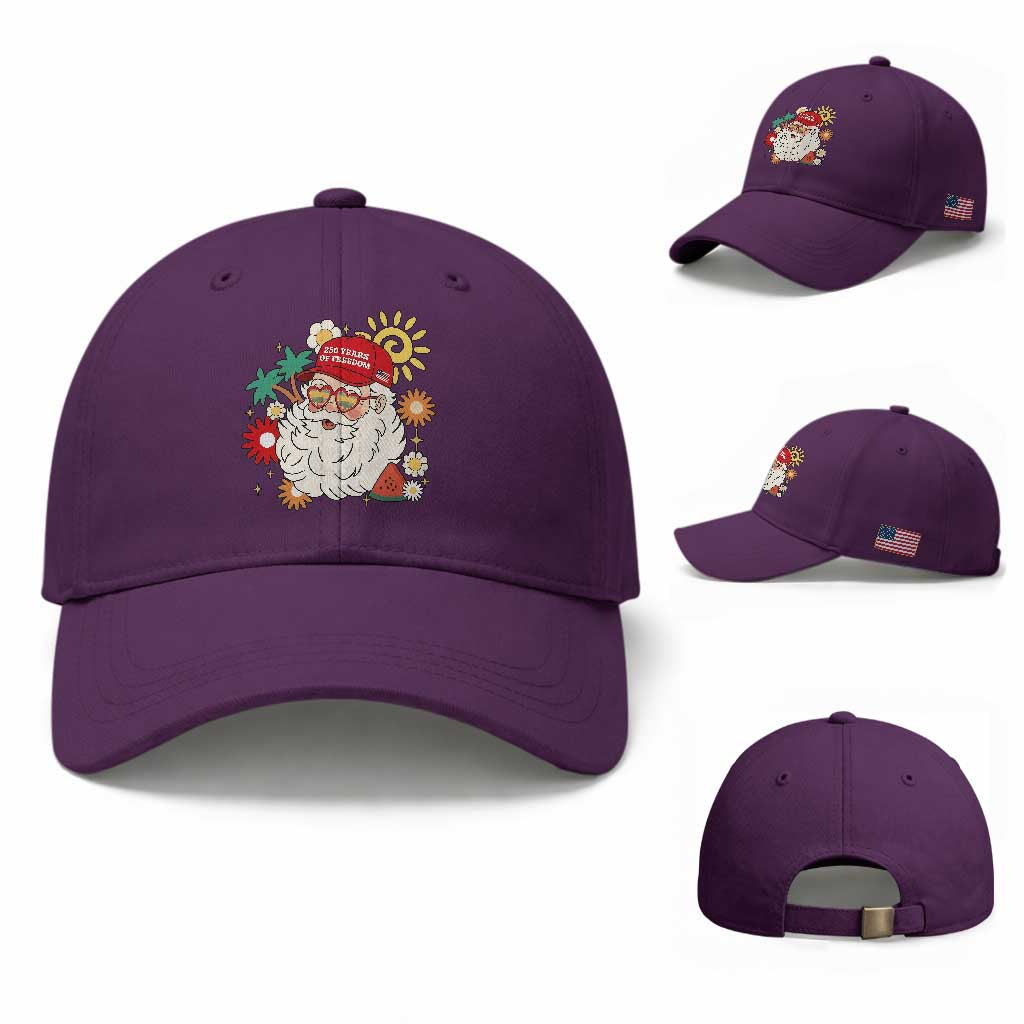 USA 250th Anniversary Santa Christmas In July Baseball Cap TS14 Baseball Cap Universal Fit Purple Print Your Wear