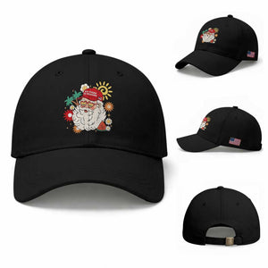 USA 250th Anniversary Santa Christmas In July Baseball Cap TS14 Baseball Cap Universal Fit Black Print Your Wear