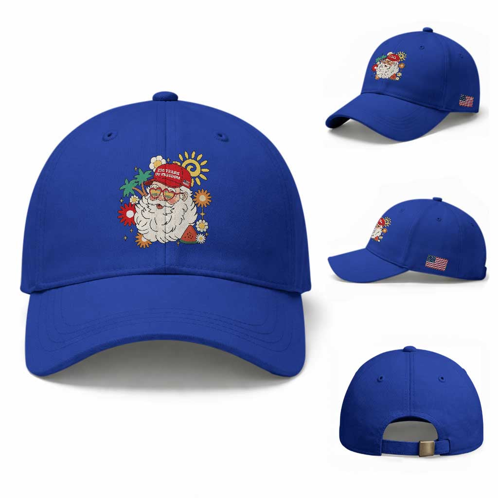 USA 250th Anniversary Santa Christmas In July Baseball Cap TS14 Baseball Cap Universal Fit Royal Blue Print Your Wear