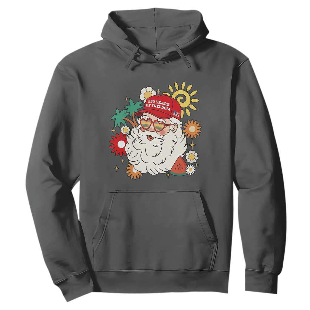 USA 250th Anniversary Santa Christmas In July Hoodie TS14 Dark Heather Print Your Wear