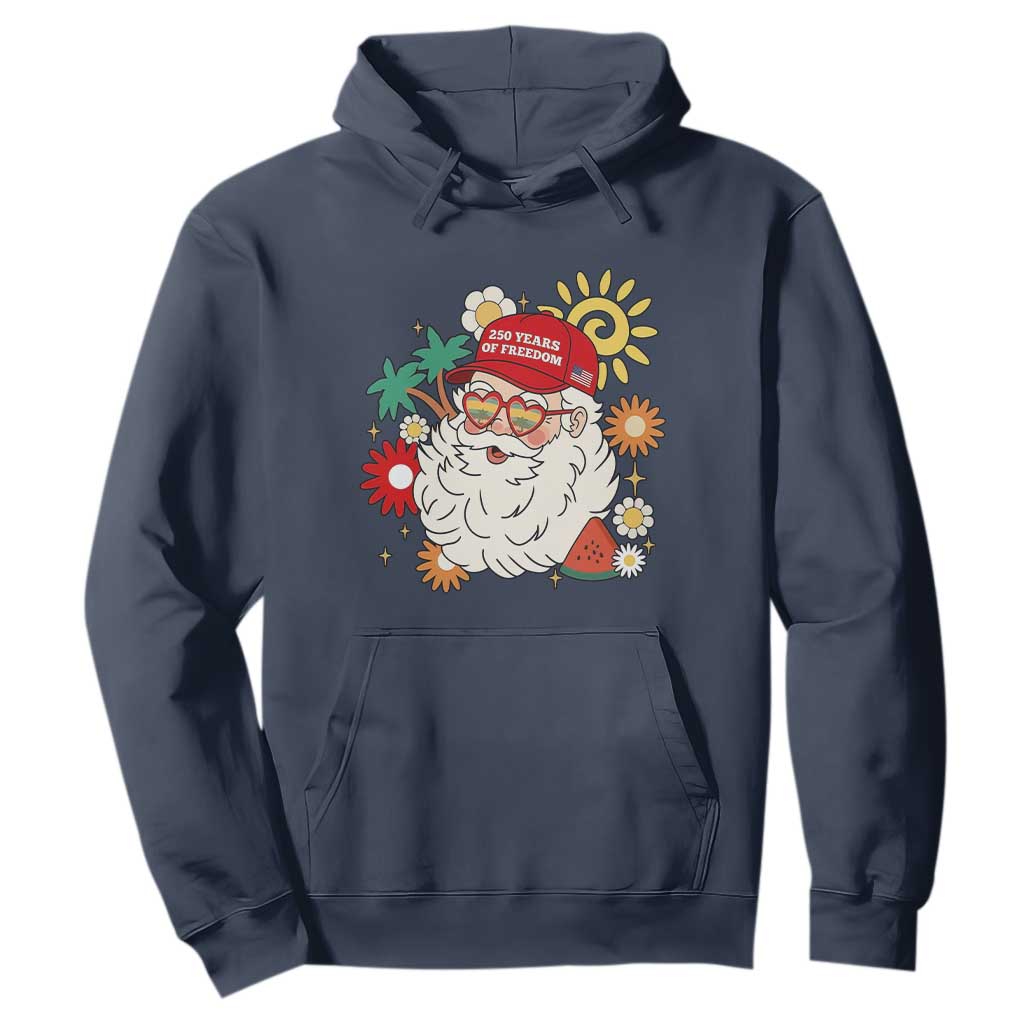 USA 250th Anniversary Santa Christmas In July Hoodie TS14 Navy Print Your Wear