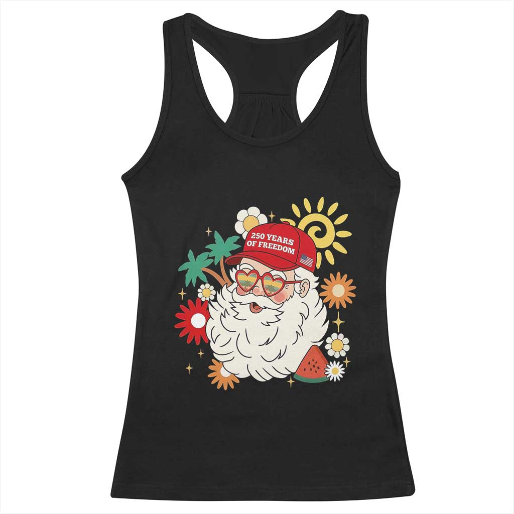 USA 250th Anniversary Santa Christmas In July Racerback Tank Top TS14 Black Print Your Wear