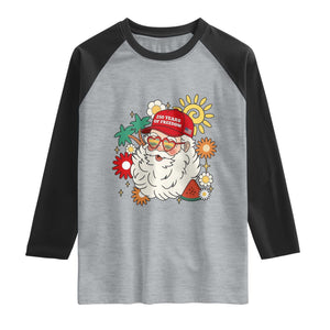 USA 250th Anniversary Santa Christmas In July Raglan Shirt TS14 Heather Gray Black Print Your Wear