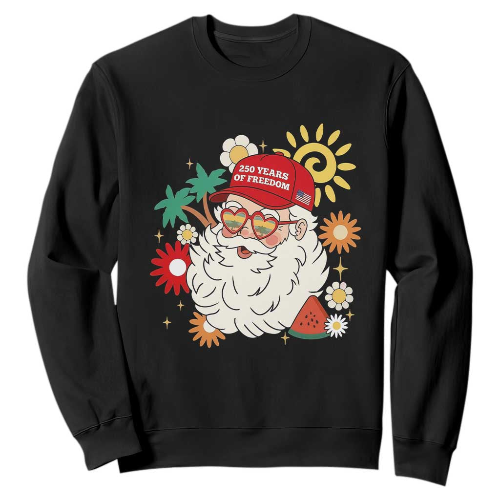 USA 250th Anniversary Santa Christmas In July Sweatshirt TS14 Black Print Your Wear
