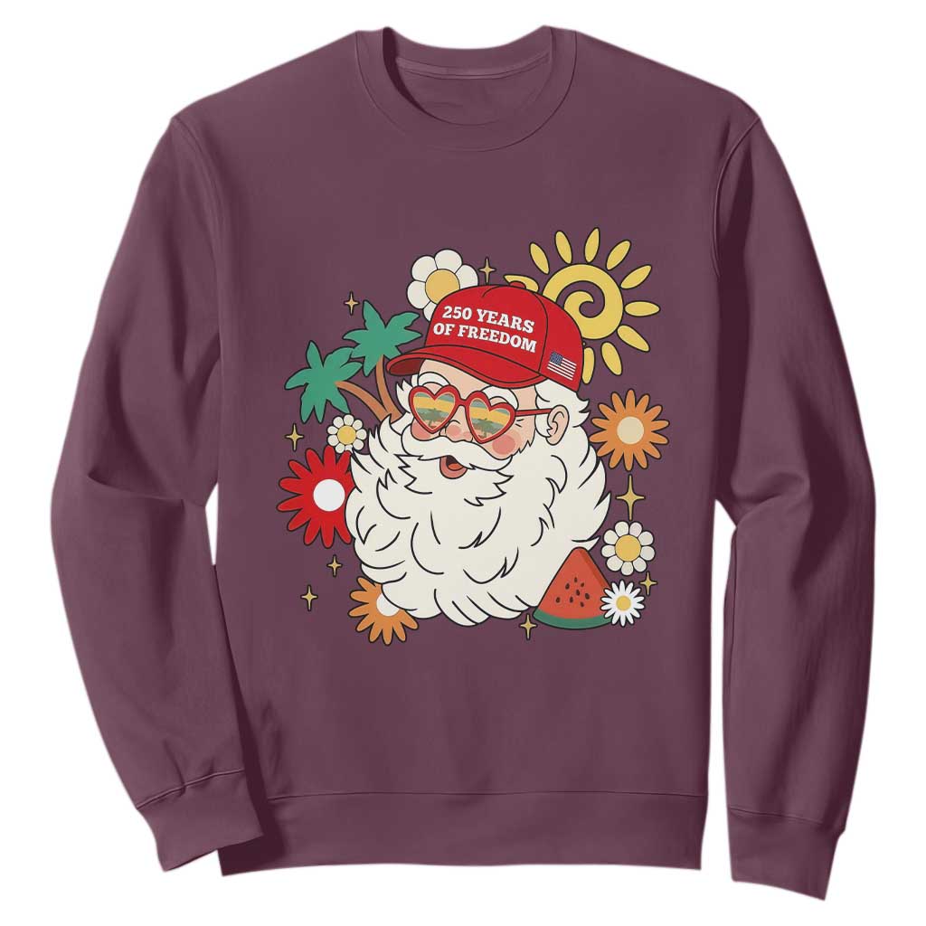 USA 250th Anniversary Santa Christmas In July Sweatshirt TS14 Maroon Print Your Wear