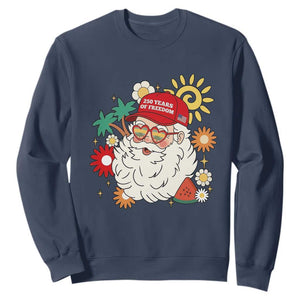 USA 250th Anniversary Santa Christmas In July Sweatshirt TS14 Navy Print Your Wear