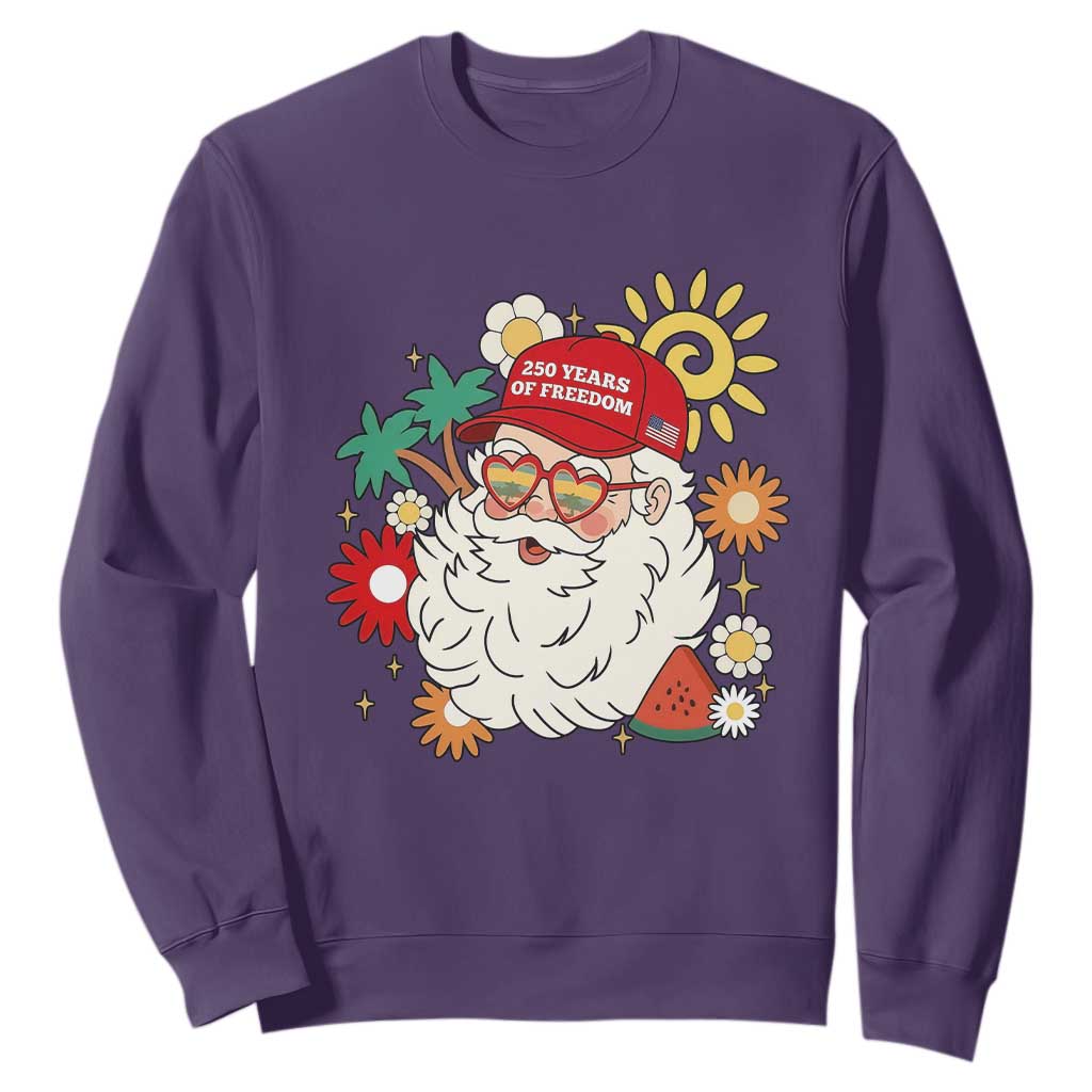 USA 250th Anniversary Santa Christmas In July Sweatshirt TS14 Purple Print Your Wear