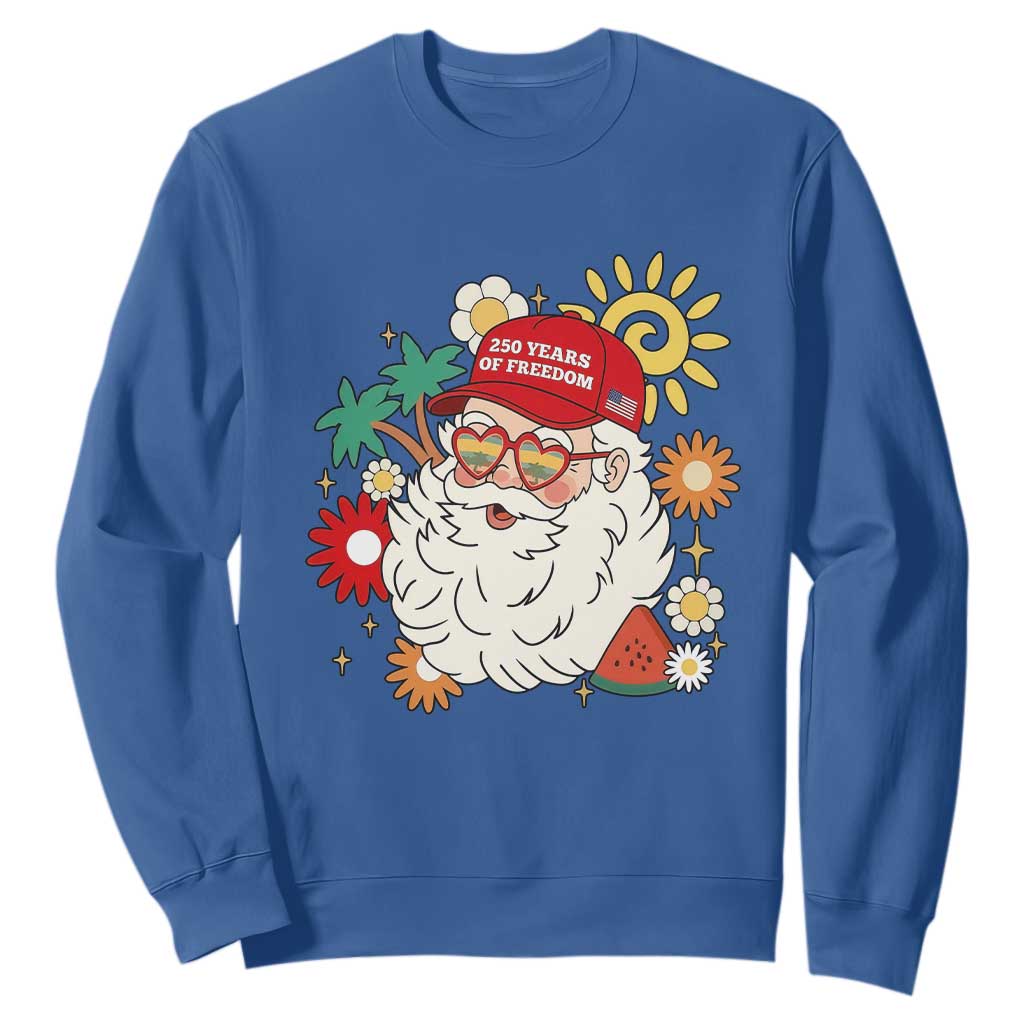 USA 250th Anniversary Santa Christmas In July Sweatshirt TS14 Royal Blue Print Your Wear