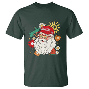 USA 250th Anniversary Santa Christmas In July T Shirt TS14 Dark Forest Green Print Your Wear