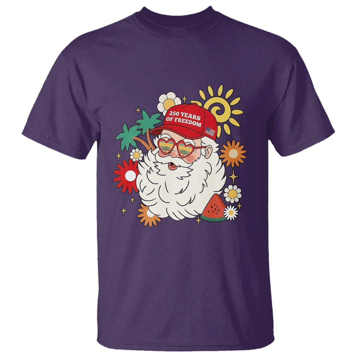 USA 250th Anniversary Santa Christmas In July T Shirt TS14 Purple Print Your Wear