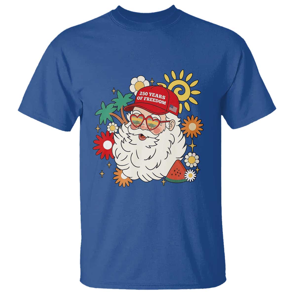 USA 250th Anniversary Santa Christmas In July T Shirt TS14 Royal Blue Print Your Wear
