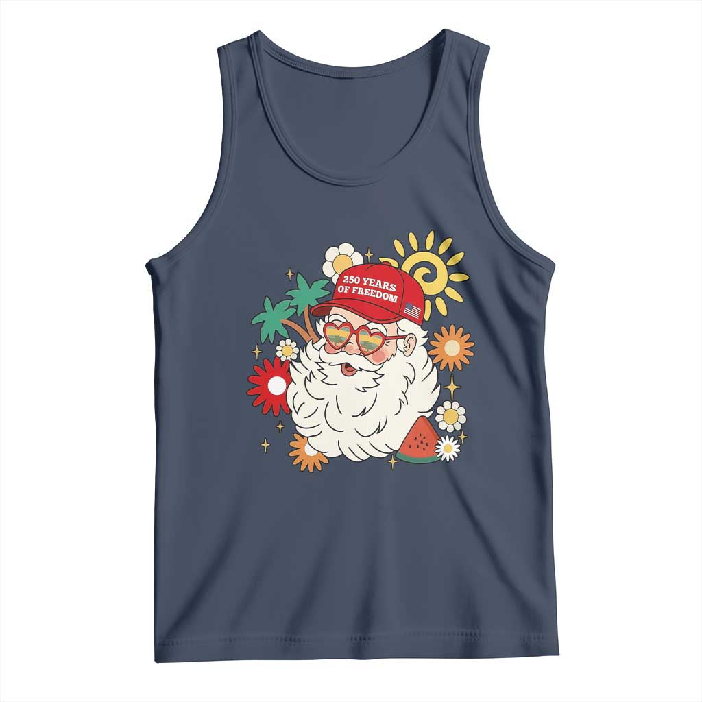 USA 250th Anniversary Santa Christmas In July Tank Top TS14 Navy Print Your Wear