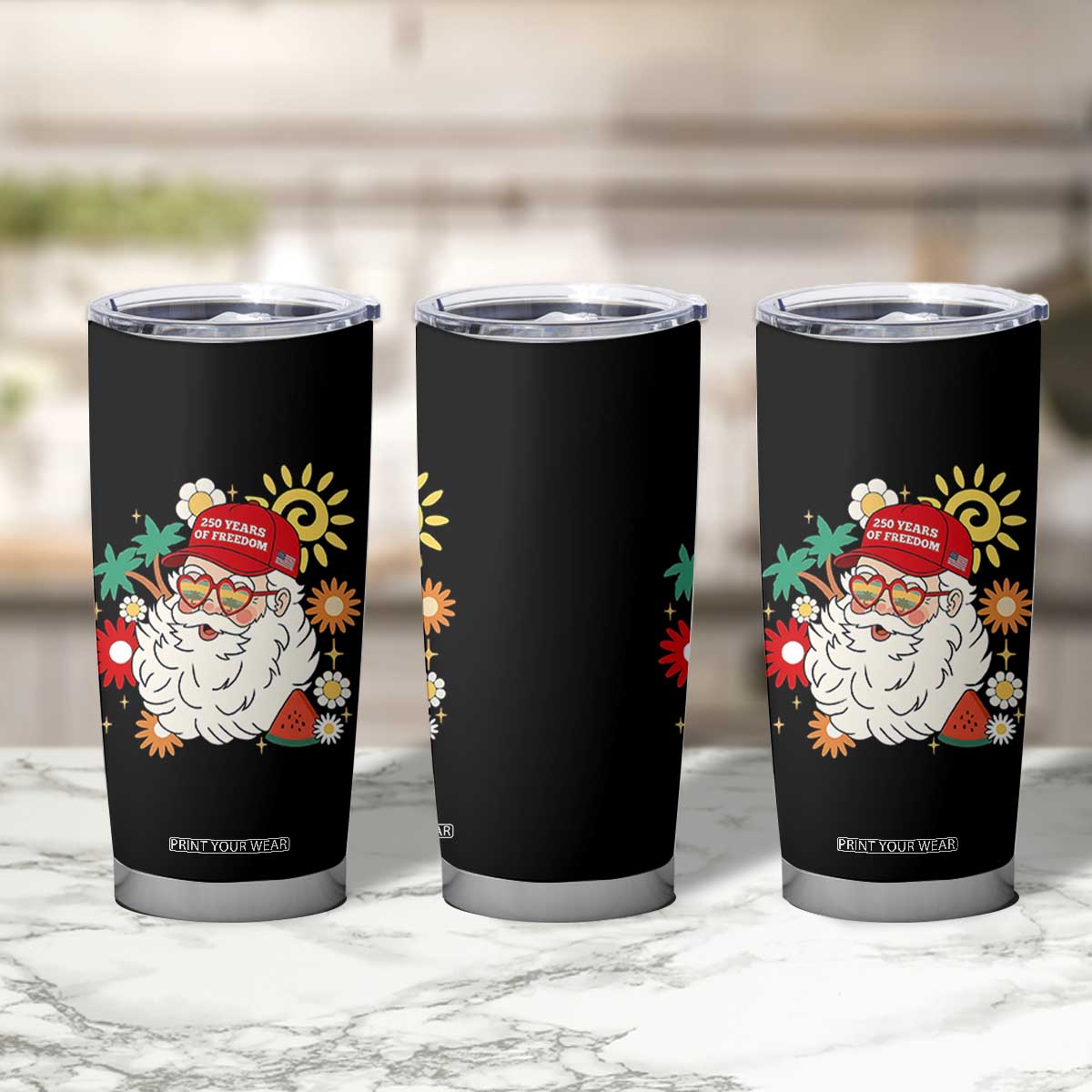 USA 250th Anniversary Santa Christmas In July Tumbler Cup TS14 Print Your Wear