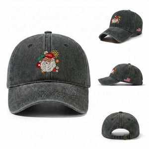 USA 250th Anniversary Santa Christmas In July Washed Cotton Baseball Cap TS14 Washed Cap Universal Fit Dark Green Print Your Wear