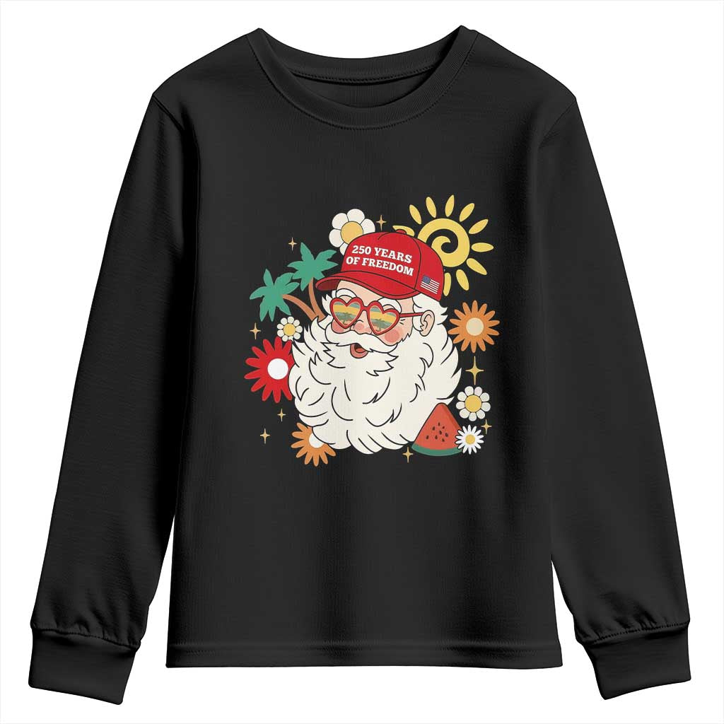 USA 250th Anniversary Santa Christmas In July Youth Sweatshirt TS14 Black Print Your Wear