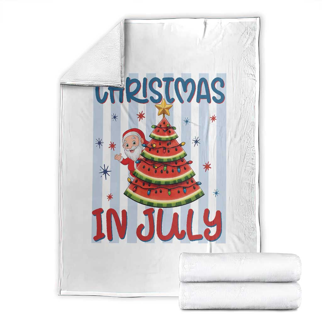 Funny Santa Christmas in July Throw Blanket Melon Christmas Tree Summer TS14 White Print Your Wear