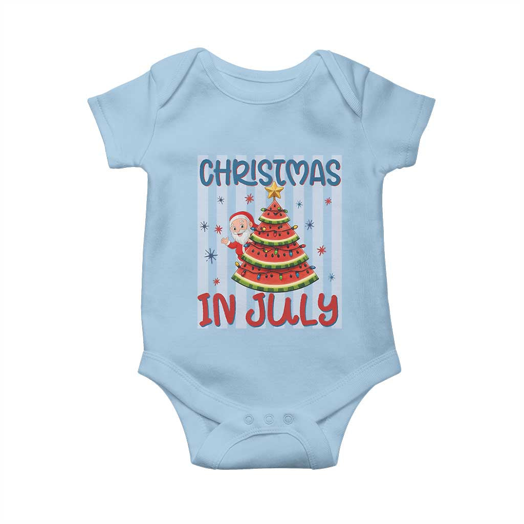 Funny Santa Christmas in July Baby Onesie Melon Christmas Tree Summer TS14 Light Blue Print Your Wear
