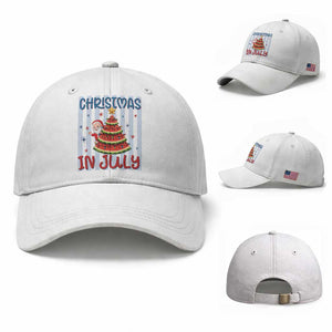 Funny Santa Christmas in July Baseball Cap Melon Christmas Tree Summer TS14 Baseball Cap Universal Fit White Print Your Wear