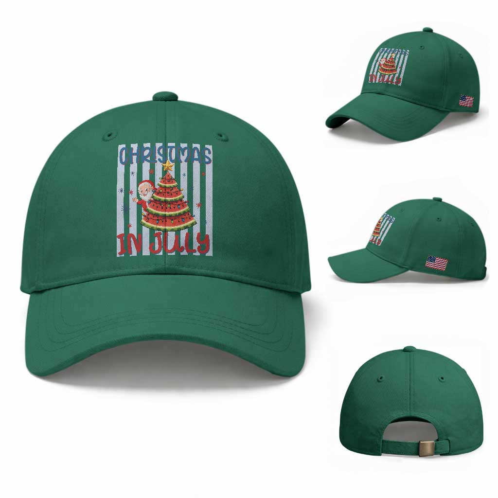 Funny Santa Christmas in July Baseball Cap Melon Christmas Tree Summer TS14 Baseball Cap Universal Fit Irish Green Print Your Wear