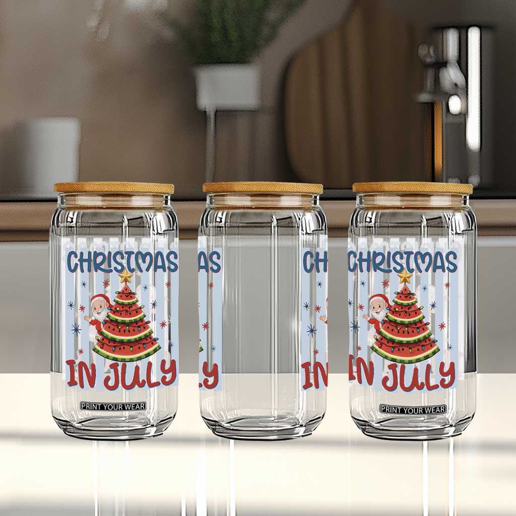 Funny Santa Christmas in July Glass Can Melon Christmas Tree Summer TS14 Print Your Wear