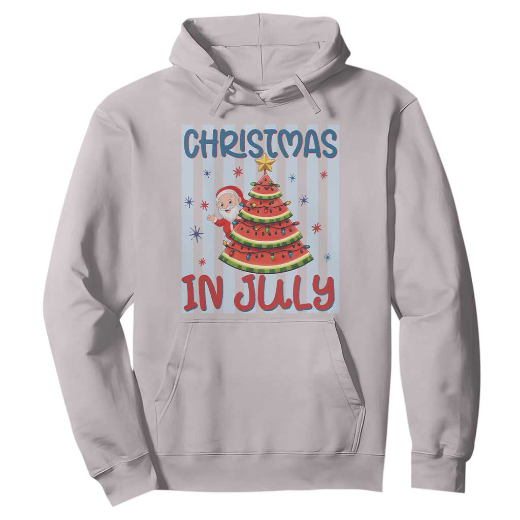 Funny Santa Christmas in July Hoodie Melon Christmas Tree Summer TS14 Ice Gray Print Your Wear