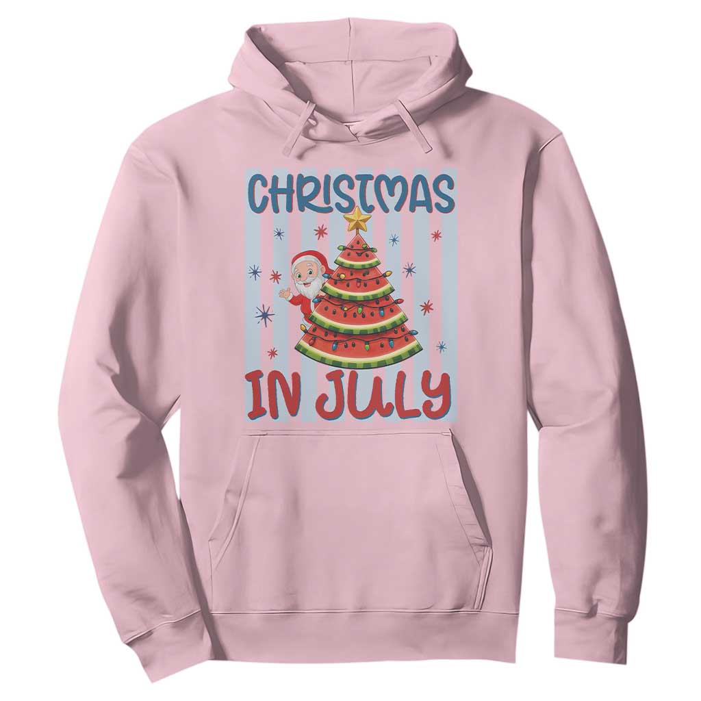 Funny Santa Christmas in July Hoodie Melon Christmas Tree Summer TS14 Light Pink Print Your Wear