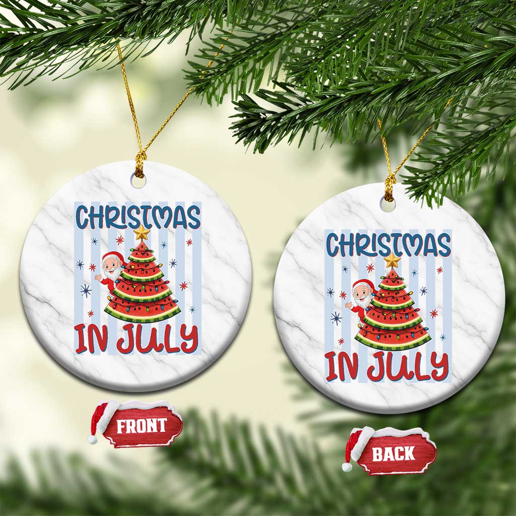 Funny Santa Christmas in July Ceramic Ornament Melon Christmas Tree Summer TS14 1pc White Marble Print Your Wear