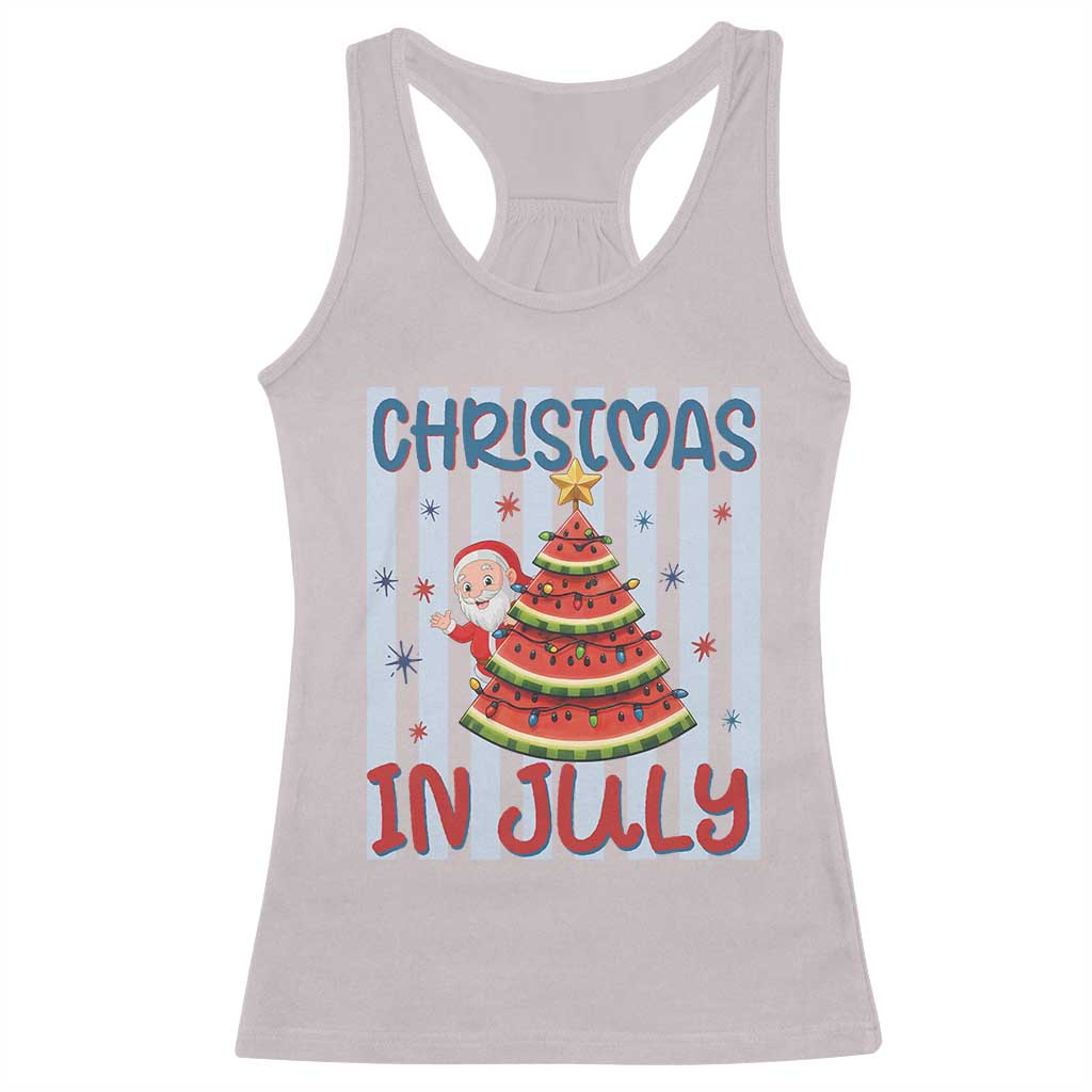 Funny Santa Christmas in July Racerback Tank Top Melon Christmas Tree Summer TS14 Ice Gray Print Your Wear