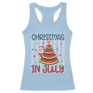 Funny Santa Christmas in July Racerback Tank Top Melon Christmas Tree Summer TS14 Light Blue Print Your Wear