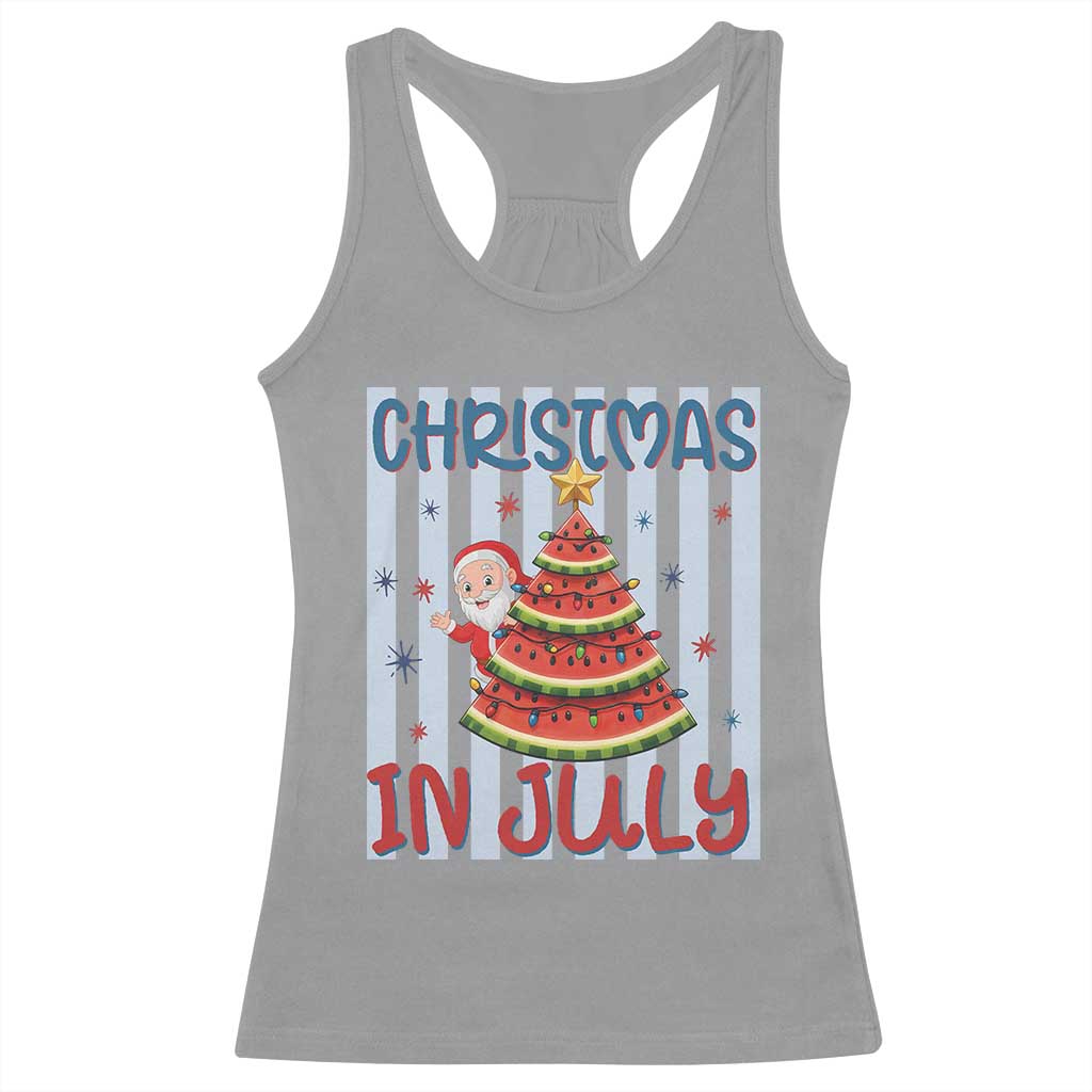 Funny Santa Christmas in July Racerback Tank Top Melon Christmas Tree Summer TS14 Sport Gray Print Your Wear