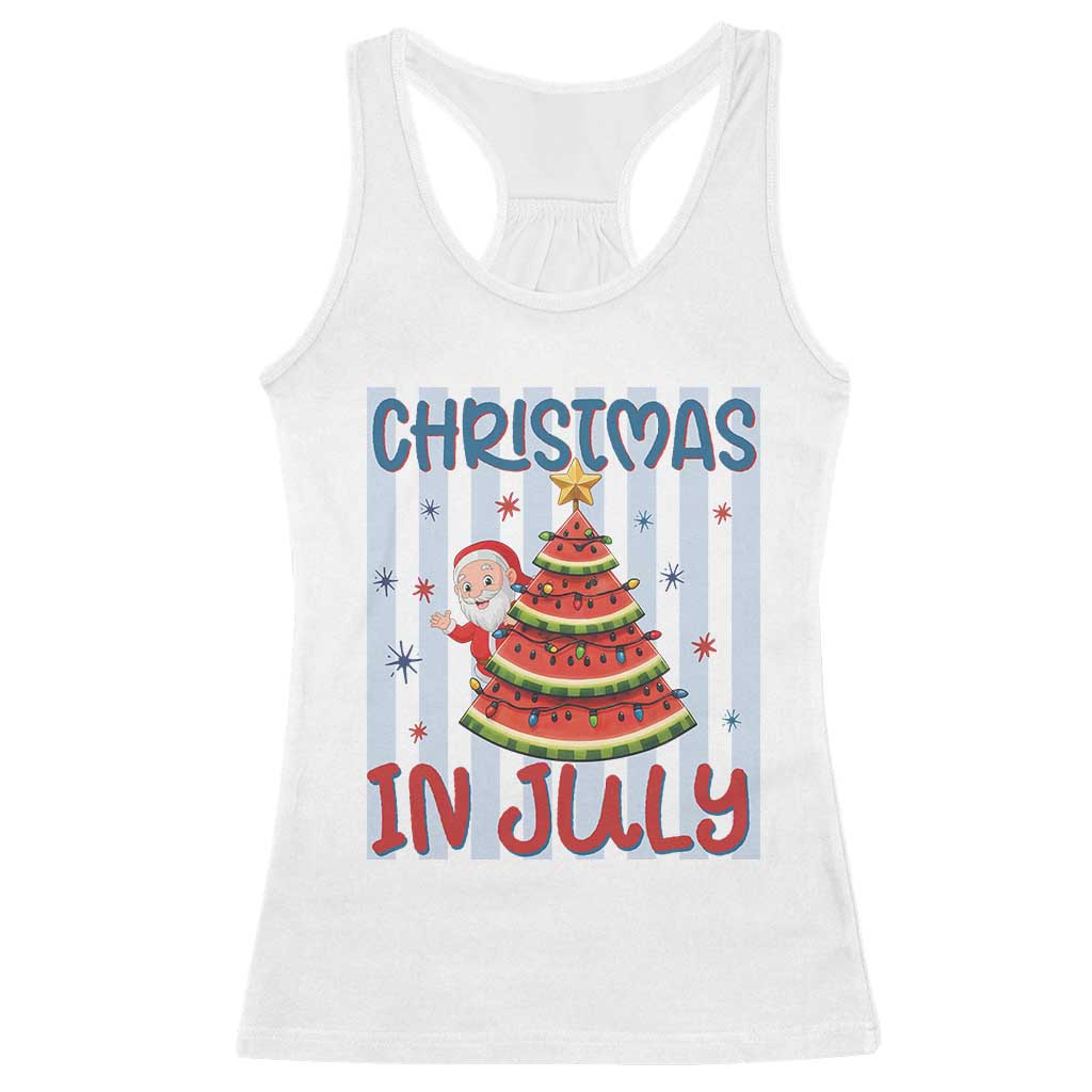 Funny Santa Christmas in July Racerback Tank Top Melon Christmas Tree Summer TS14 White Print Your Wear