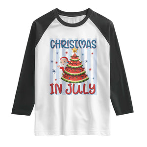 Funny Santa Christmas in July Raglan Shirt Melon Christmas Tree Summer TS14 White Black Print Your Wear