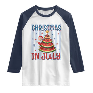Funny Santa Christmas in July Raglan Shirt Melon Christmas Tree Summer TS14 White Navy Print Your Wear