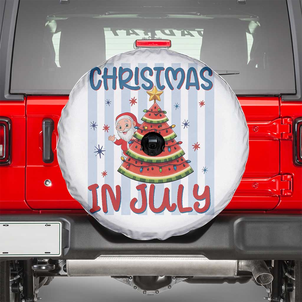Funny Santa Christmas in July Spare Tire Cover Melon Christmas Tree Summer TS14 White Print Your Wear