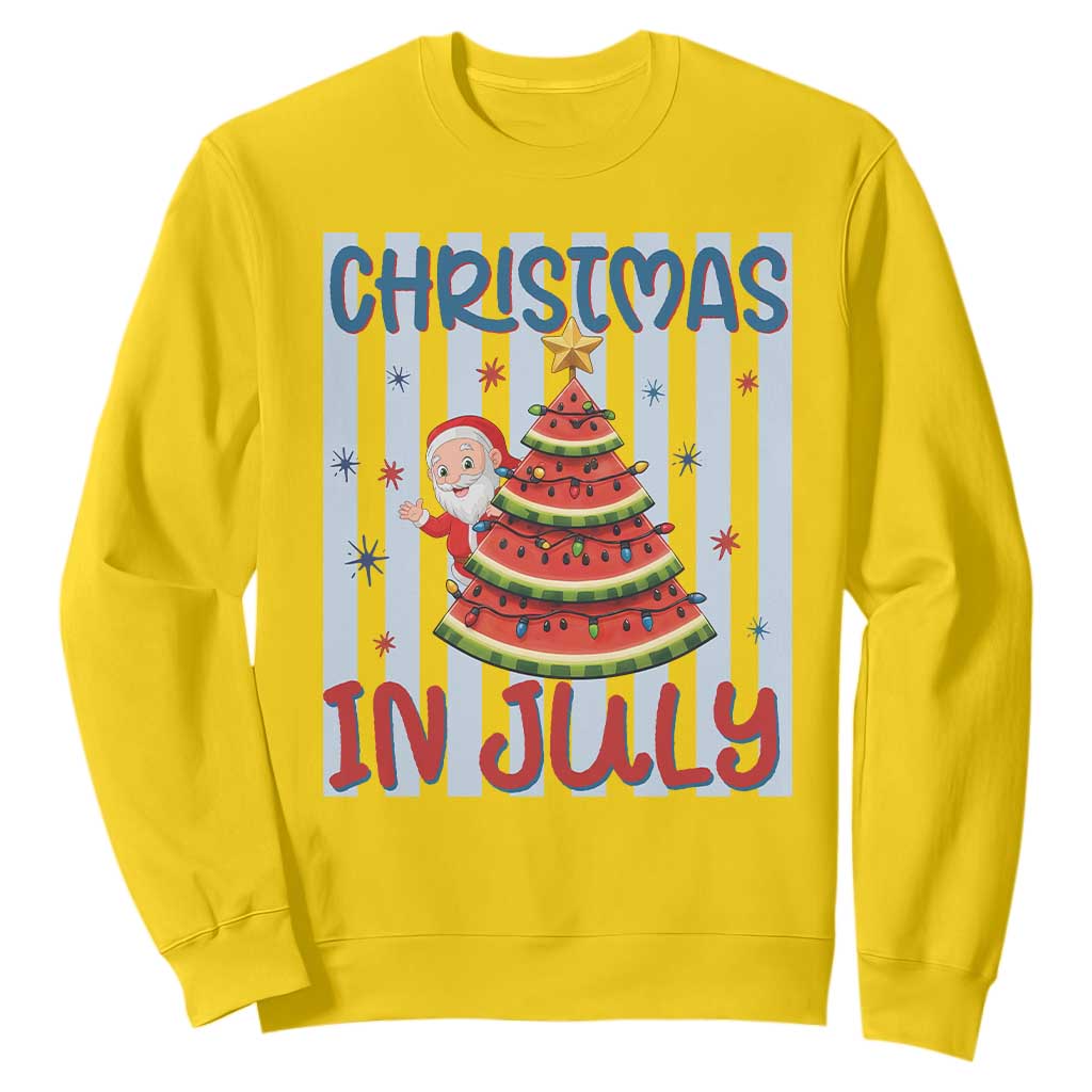 Funny Santa Christmas in July Sweatshirt Melon Christmas Tree Summer TS14 Daisy Print Your Wear