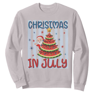Funny Santa Christmas in July Sweatshirt Melon Christmas Tree Summer TS14 Ice Gray Print Your Wear