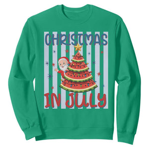 Funny Santa Christmas in July Sweatshirt Melon Christmas Tree Summer TS14 Irish Green Print Your Wear