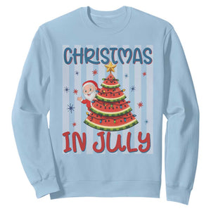 Funny Santa Christmas in July Sweatshirt Melon Christmas Tree Summer TS14 Light Blue Print Your Wear