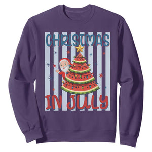Funny Santa Christmas in July Sweatshirt Melon Christmas Tree Summer TS14 Purple Print Your Wear