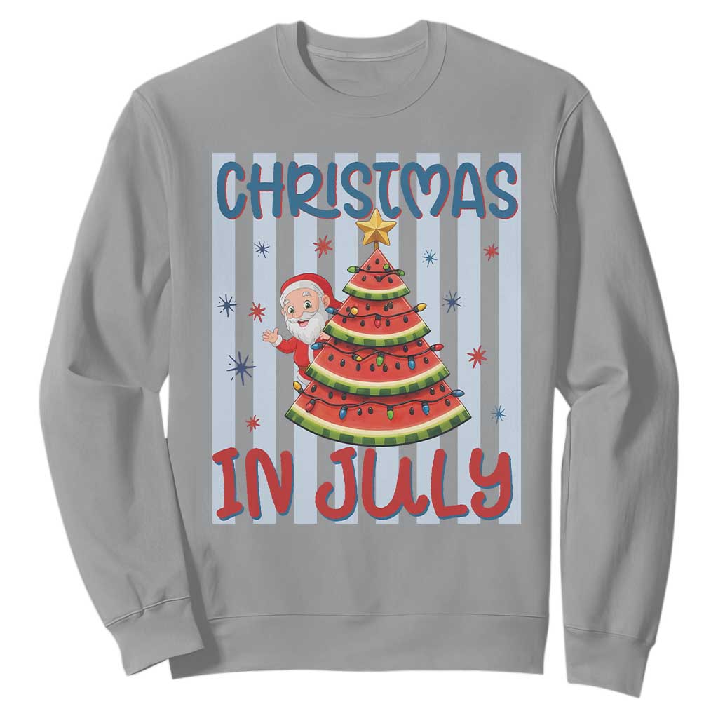 Funny Santa Christmas in July Sweatshirt Melon Christmas Tree Summer TS14 Sport Gray Print Your Wear