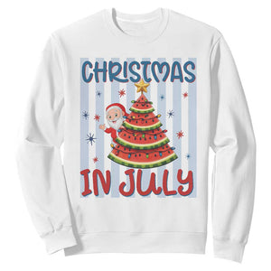 Funny Santa Christmas in July Sweatshirt Melon Christmas Tree Summer TS14 White Print Your Wear